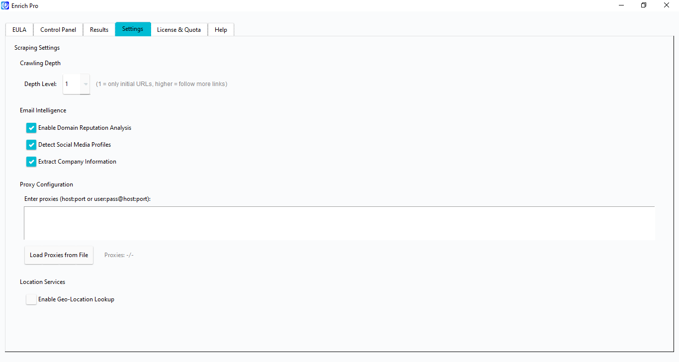 Settings Tab